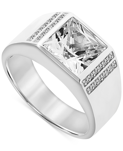 Shop Macy's Men's Lab-created White Sapphire (6-1/3 Ct. T.w.) Ring In Sterling Silver