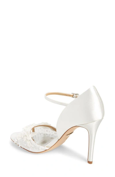 Shop Badgley Mischka Collection Carter Beaded Pump In Soft White Satin