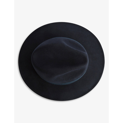 Shop Reiss Women's Navy Ashbourne Wool Fedora Hat