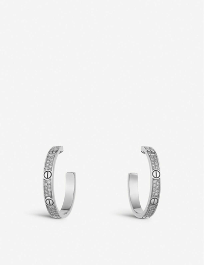 Shop Cartier Womens White Gold Love 18ct White-gold And 0.51ct Brilliant-cut Diamond Earrings