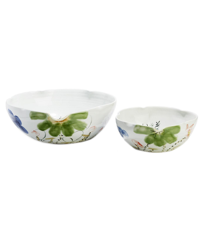Shop Two's Company Set Of 2 Blossoms Bowls In Silver