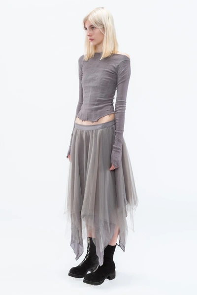 Shop Marc Le Bihan Dusty Grey Tulle Skirt In 42