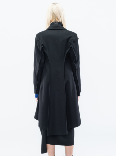 Shop Yohji Yamamoto Big Lapel Double Coat In Black