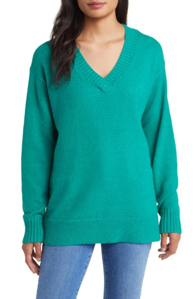 Shop Caslon Relaxed Tunic Sweater In Green Ultra