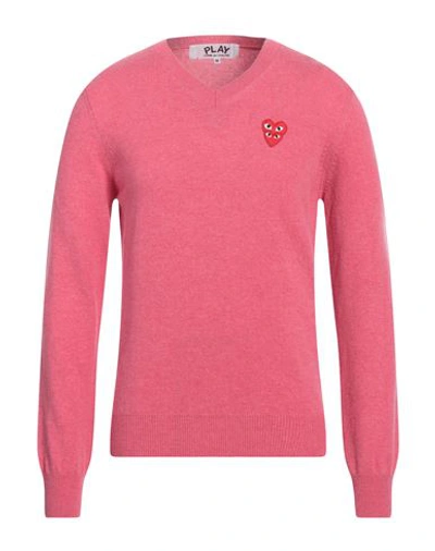 Shop Comme Des Garçons Play Man Sweater Magenta Size L Wool