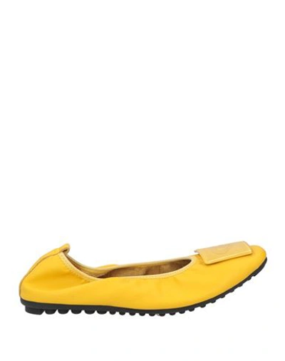 Shop Tua By Braccialini Woman Ballet Flats Ocher Size 7 Soft Leather In Yellow