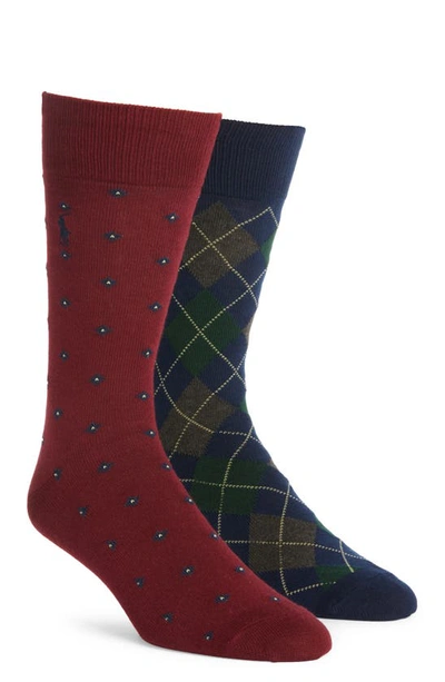 Shop Polo Ralph Lauren Assorted 2-pack Town & Country Dress Socks In Red/ Blue