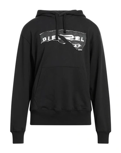 Shop Diesel Man Sweatshirt Black Size Xl Cotton, Elastane