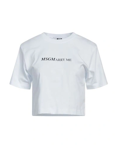Shop Msgm Woman T-shirt White Size M Cotton