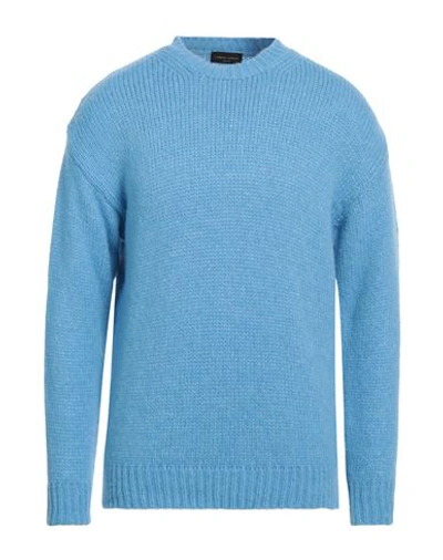 Shop Roberto Collina Man Sweater Azure Size 42 Baby Alpaca Wool, Nylon, Wool In Blue