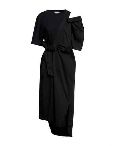 Shop Semicouture Woman Maxi Dress Black Size 8 Cotton, Polyamide, Elastane