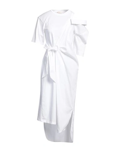 Shop Semicouture Woman Maxi Dress White Size 6 Cotton, Polyamide, Elastane