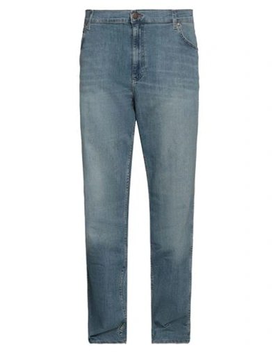 Shop Wrangler Man Denim Pants Blue Size 42 Cotton, Polyester, Elastane