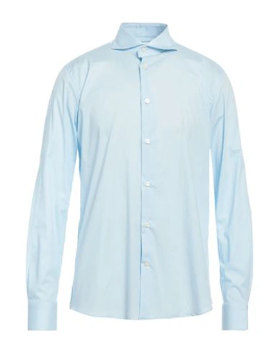 Shop Mastricamiciai Man Shirt Sky Blue Size 17 Cotton, Elastane