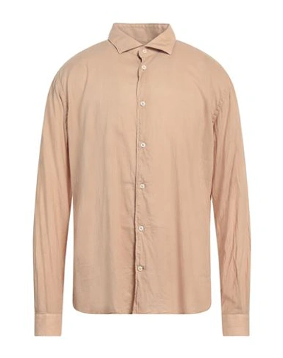 Shop Mastricamiciai Man Shirt Beige Size 17 Cotton, Elastane