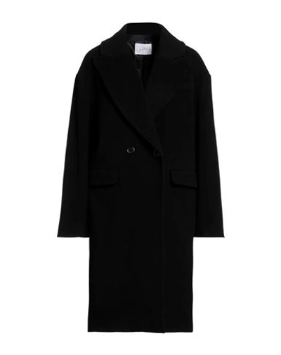 Shop Soallure Woman Coat Black Size 8 Virgin Wool, Polyamide