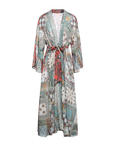 Shop Anjuna Woman Overcoat & Trench Coat Sky Blue Size M Cotton