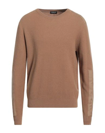 Shop Dondup Man Sweater Camel Size 40 Wool, Elastane In Beige