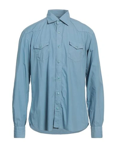 Shop Dandylife By Barba Man Shirt Light Blue Size 17 Cotton