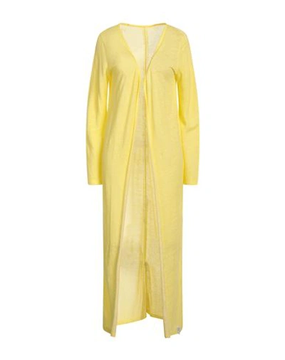 Shop Henry Christ Woman Cardigan Yellow Size S Linen