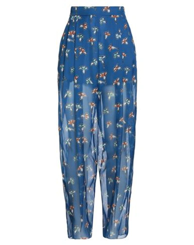 Shop Emporio Armani Woman Pants Bright Blue Size 10 Silk