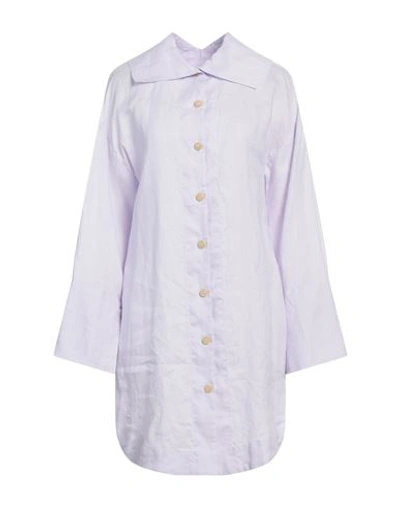 Shop Erika Cavallini Woman Mini Dress Lilac Size 8 Linen In Purple