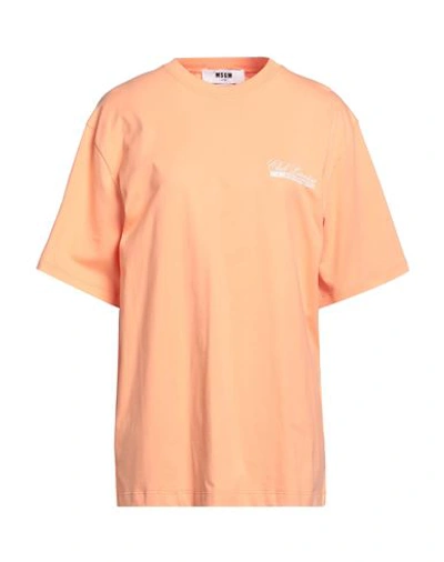 Shop Msgm Woman T-shirt Salmon Pink Size L Cotton