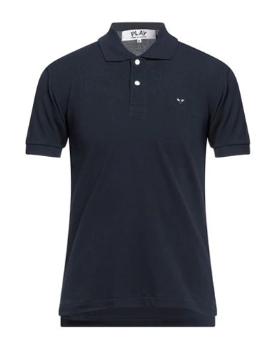 Shop Comme Des Garçons Play Man Polo Shirt Navy Blue Size S Cotton