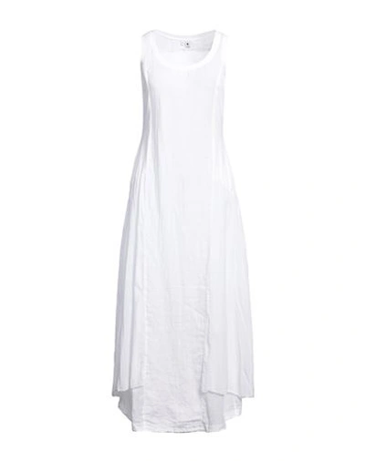 Shop European Culture Woman Maxi Dress White Size M Cotton, Linen, Elastane