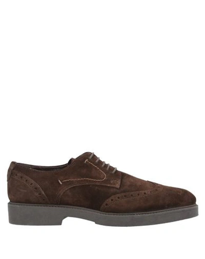 Shop Roberto Della Croce Man Lace-up Shoes Brown Size 7 Soft Leather