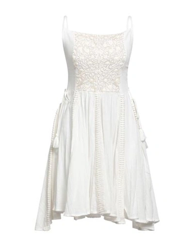 Shop Iconique Woman Mini Dress Off White Size L Cotton