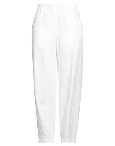 Shop Aspesi Woman Pants Off White Size 10 Linen