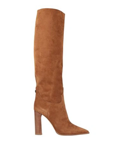 Shop Casadei Woman Boot Camel Size 11 Soft Leather In Beige