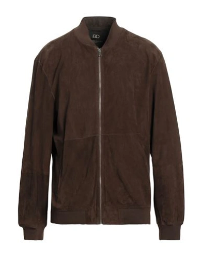 Shop Brian Dales Man Jacket Cocoa Size 46 Leather In Brown