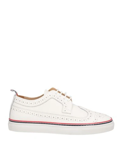 Shop Thom Browne Woman Sneakers White Size 8 Soft Leather