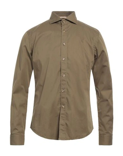 Shop Alessandro Lamura Man Shirt Military Green Size Xl Cotton