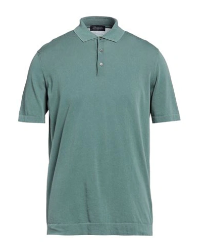 Shop Drumohr Man Polo Shirt Sage Green Size 42 Cotton