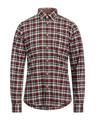 Shop Barbour Man Shirt Burgundy Size S Cotton In Red