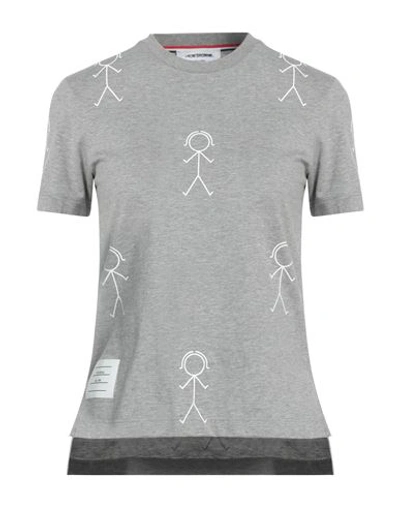 Shop Thom Browne Woman T-shirt Light Grey Size 6 Cotton, Elastane