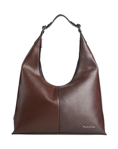 Shop Manila Grace Woman Shoulder Bag Dark Brown Size - Soft Leather