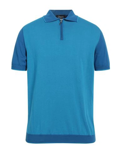 Shop Drumohr Man Sweater Azure Size 42 Cotton In Blue