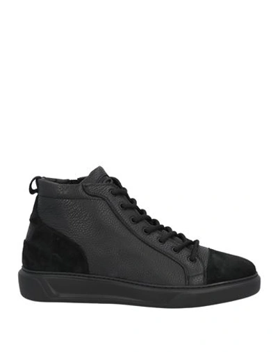 Giovanni Conti Man Sneakers Black Size 13 Soft Leather In Black