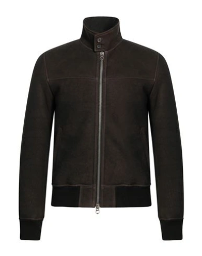 Shop Stewart Man Jacket Dark Brown Size Xxl Shearling