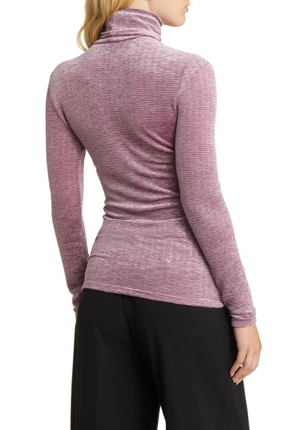 Open Edit Stretch Velvet Turtleneck In Purple Syrup