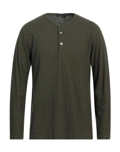 Shop Drumohr Man T-shirt Dark Green Size 42 Cotton, Linen