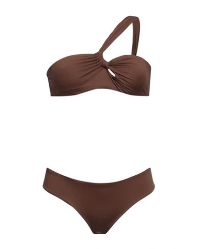 Shop Federica Tosi Woman Bikini Brown Size Xs Polyamide, Elastane