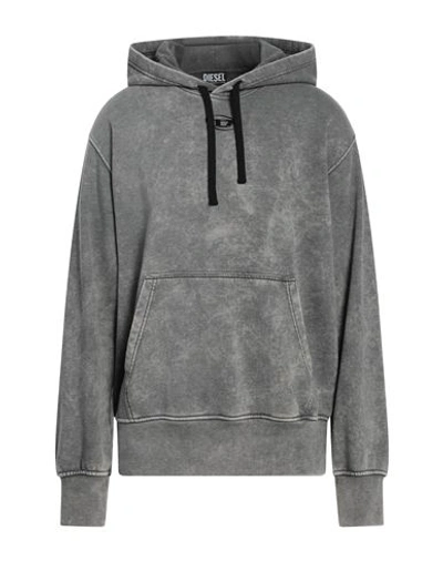 Shop Diesel Man Sweatshirt Steel Grey Size Xxl Polyester, Cotton, Elastane