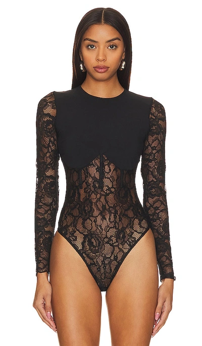 Fleur Du Mal Boned Bodysuit In Black