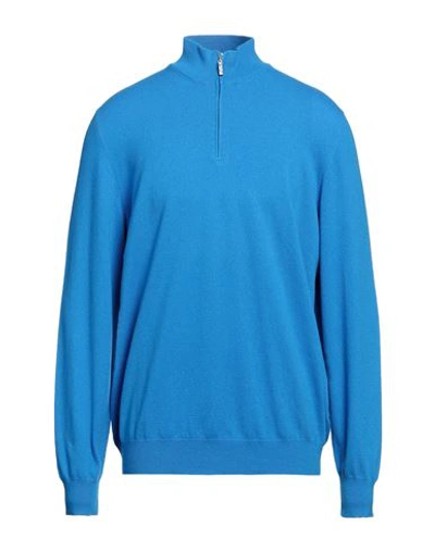 Shop Gran Sasso Man Turtleneck Azure Size 46 Cashmere In Blue