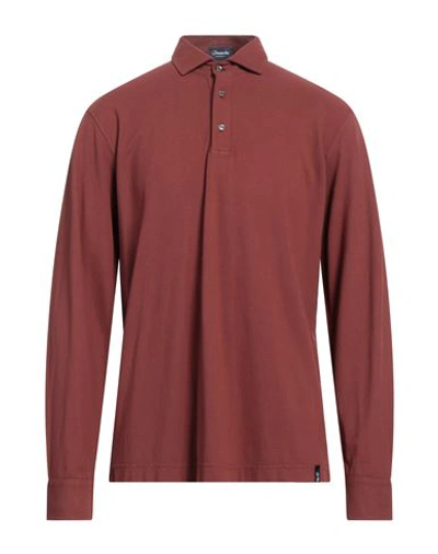 Shop Drumohr Man Polo Shirt Brown Size Xxl Cotton